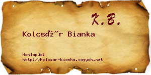 Kolcsár Bianka névjegykártya